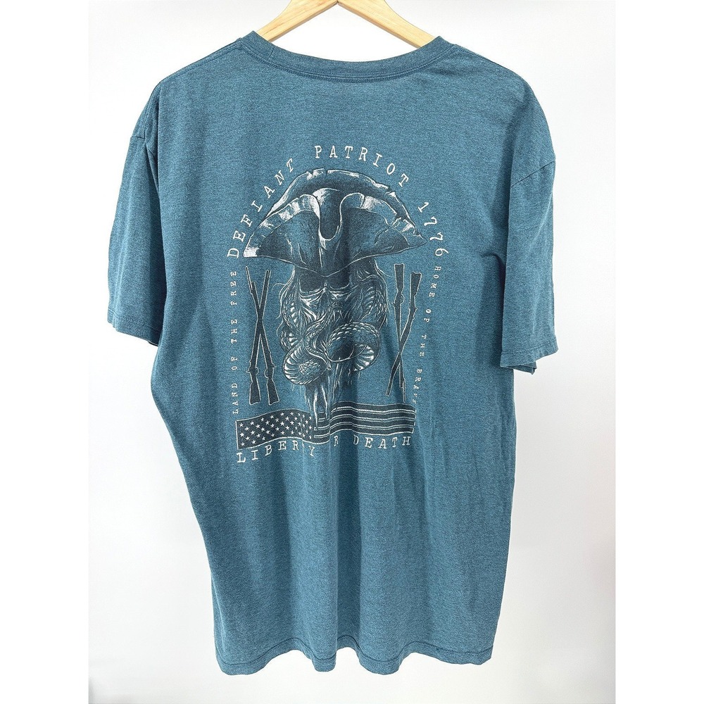 Howitzer Defiant Patriot 1776 T Shirt Mens XL Teal Blue Graphic Tee